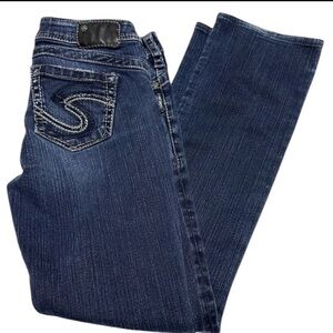 Silver Jeans Women's Straight Leg Dark Blue Denim Jeans